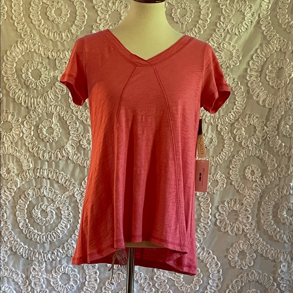 Escape by Habitat Cotton Slub V-neck tunic watermelon color